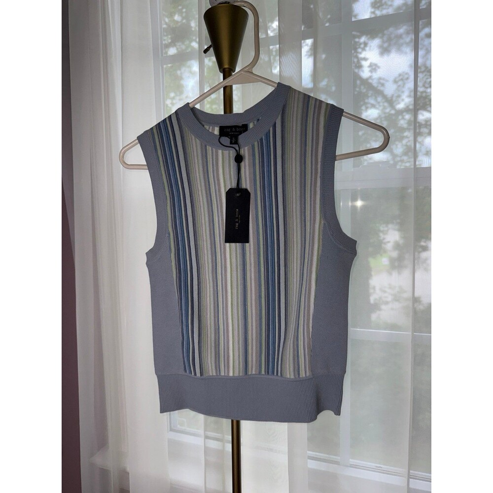 Rag & Bone Striped Sleeveless Knit Sweater Vest Top